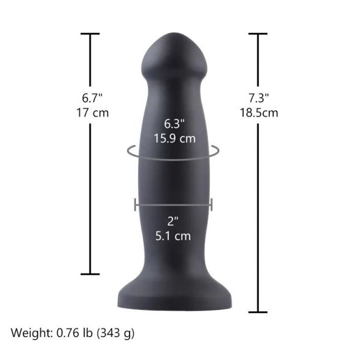 Силіконовий фалоімітатор для секс-машин Hismith 7.2" Black Silicone Anal Dildo, система KlicLok