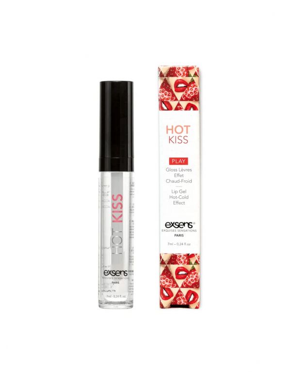 Стимулювальний блиск для губ EXSENS Strawberry Hot Kiss 7 мл, зігріває та охолоджує
