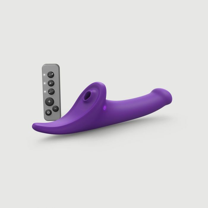 Вібронасадка для страпону з вакуумною стимуляцією Strap-On-Me Multi Orgasm Dildo S Purple
