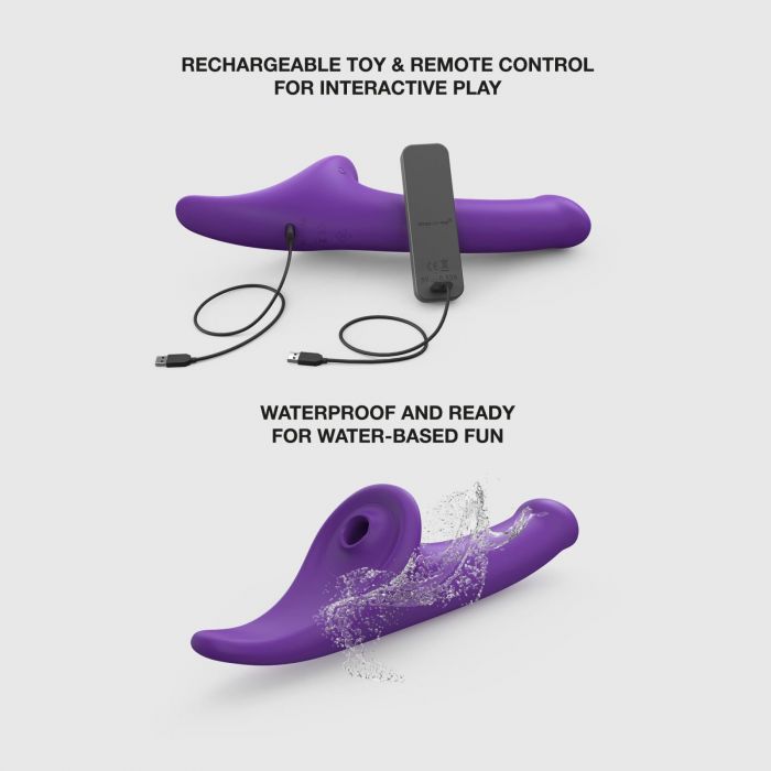 Вібронасадка для страпону з вакуумною стимуляцією Strap-On-Me Multi Orgasm Dildo S Purple