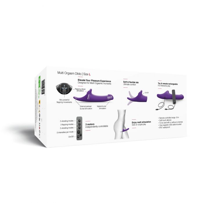 Вібронасадка для страпону з вакуумною стимуляцією Strap-On-Me Multi Orgasm Dildo L Purple