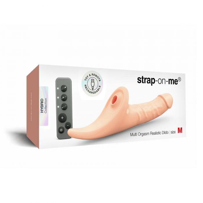 Вібронасадка для страпону з вакуумною стимуляцією Strap-On-Me Multi Orgasm Realistic Dildo M Vanilla