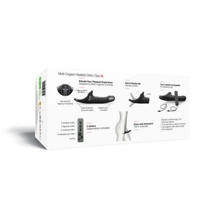 Вібронасадка для страпону з вакуумною стимуляцією Strap-On-Me Multi Orgasm Realistic Dildo XL Black