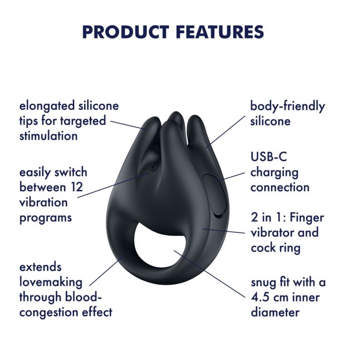 Вібратор на палець та ерекційне кільце 2в1 Satisfyer Perfect Pair 1