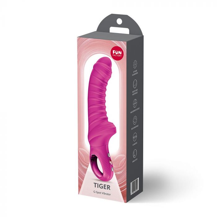 Вібратор для точки G Fun Factory TIGER Magenta, ребристий, підходить для анальної стимуляції