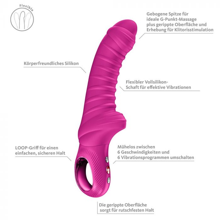 Вібратор для точки G Fun Factory TIGER Magenta, ребристий, підходить для анальної стимуляції