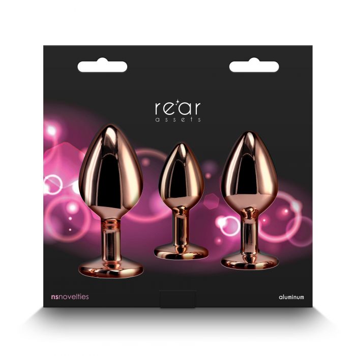 Набір анальних пробок NS Novelties Rear Assets - Trainer Kit - Rose Gold - Pink Gem