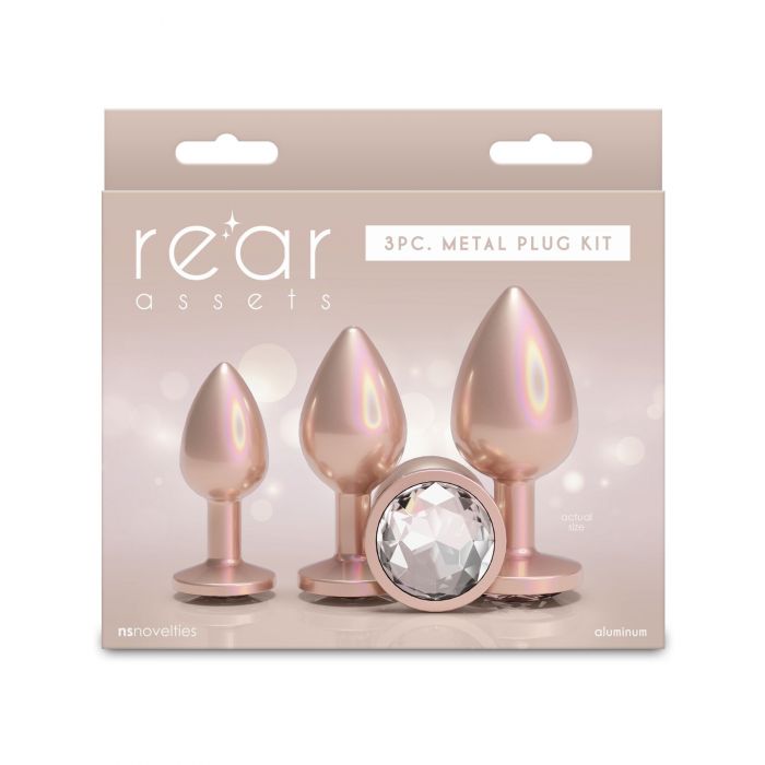 Набір анальних пробок NS Novelties Rear Assets - Trainer Kit - Iridescent Champagne - Clear Gem