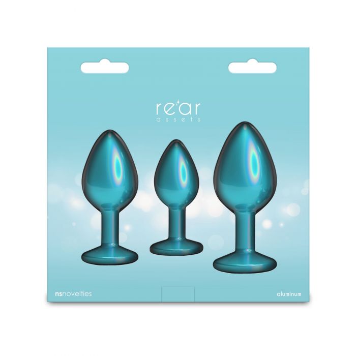 Набір анальних пробок NS Novelties Rear Assets - Trainer Kit - Iridescent Teal - Teal Gem