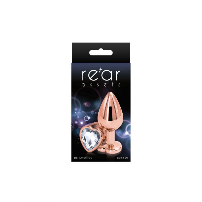 Анальна пробка NS Novelties Rear Assets - Rose Gold Heart - Medium - Clear