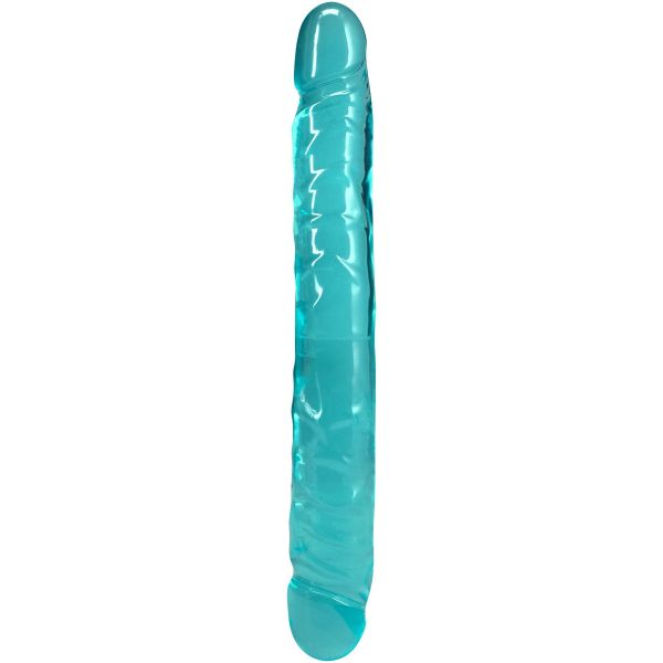 Фалоімітатор двосторонній Doc Johnson Crystal Jellies 12" Jr. Double Dong Teal