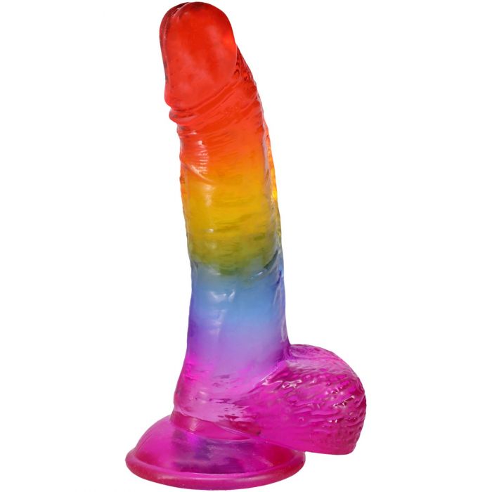 Фалоімітатор Doc Johnson Crystal Jellies - Realistic cock with balls 8.5 Inch - Rainbow