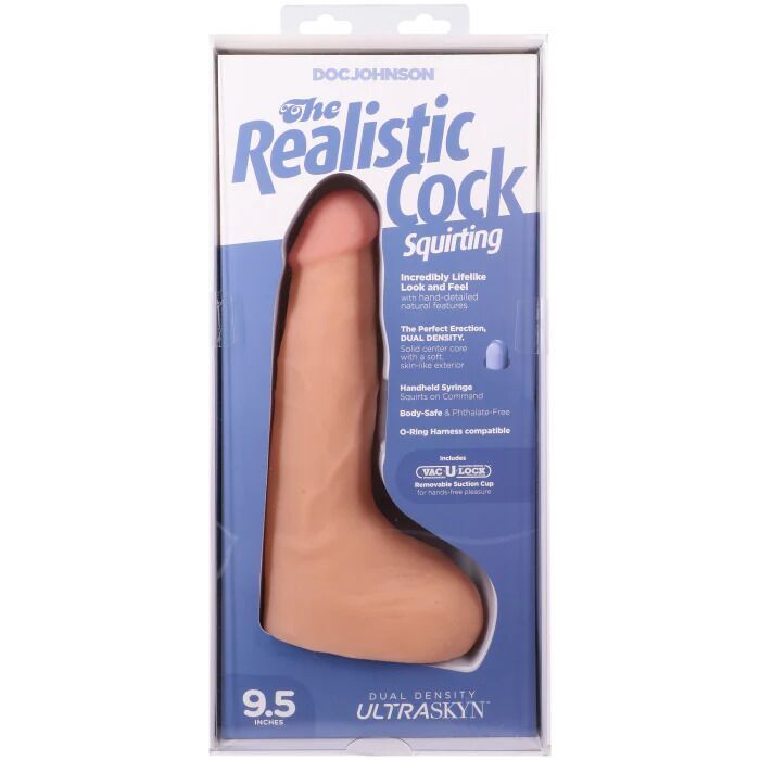 Фалоімітатор, що кінчає Doc Johnson The Realistic Cock ULTRASKYN - Squirting 9,5 Inch Vanilla
