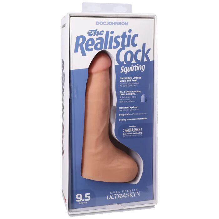 Фалоімітатор, що кінчає Doc Johnson The Realistic Cock ULTRASKYN - Squirting 9,5 Inch Vanilla