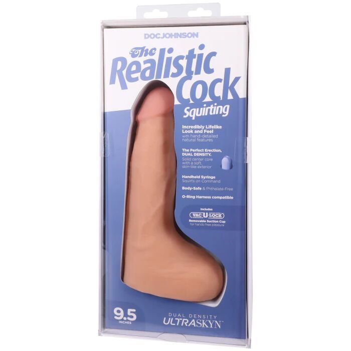 Фалоімітатор, що кінчає Doc Johnson The Realistic Cock ULTRASKYN - Squirting 9,5 Inch Vanilla
