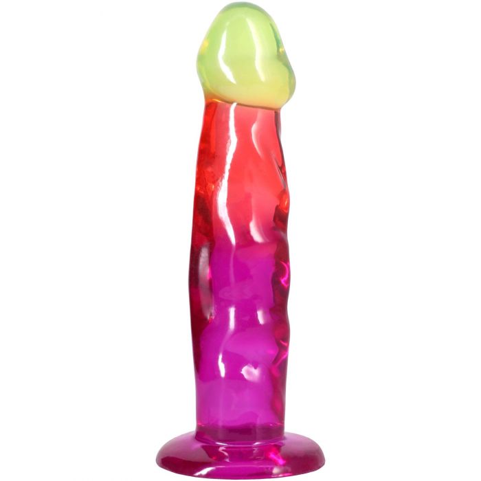 Фалоімітатор Doc Johnson Crystal Jellies - 7.5 Inch Classic Dong - Rainbow