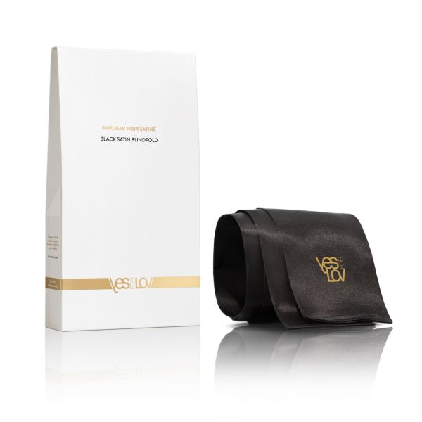 Сатинова пов’язка-стрічка на очі YESforLOV BLACK SATIN BLINDFOLD, підходить для зв’язування