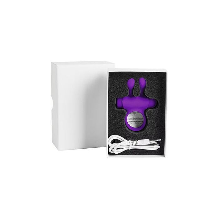 Ерекційне віброкільце S Pleasures Premium Rabbit Ring фіолетове, зі знімною віброкулею та вушками