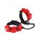 Наручники Liebe Seele Flower Rhythm - Black and Red Leather Flowers Hand Cuffs