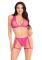 Комплект Leg Avenue Lace Bra Top and Panty with Garters One Size Pink