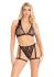 Комплект Leg Avenue Lace Bra Top and Panty with Garters One Size Black