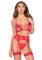 Комплект Leg Avenue Bra Top,G-String and Harness One Size Red