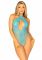 Мереживне тедді Leg Avenue Lace and net halter teddy One size Turquoise, глибокий виріз, халтер
