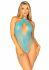 Мереживне тедді Leg Avenue Lace and net halter teddy One size Turquoise, глибокий виріз, халтер